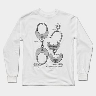 Hand Cuff Vintage Patent Hand Drawing Long Sleeve T-Shirt